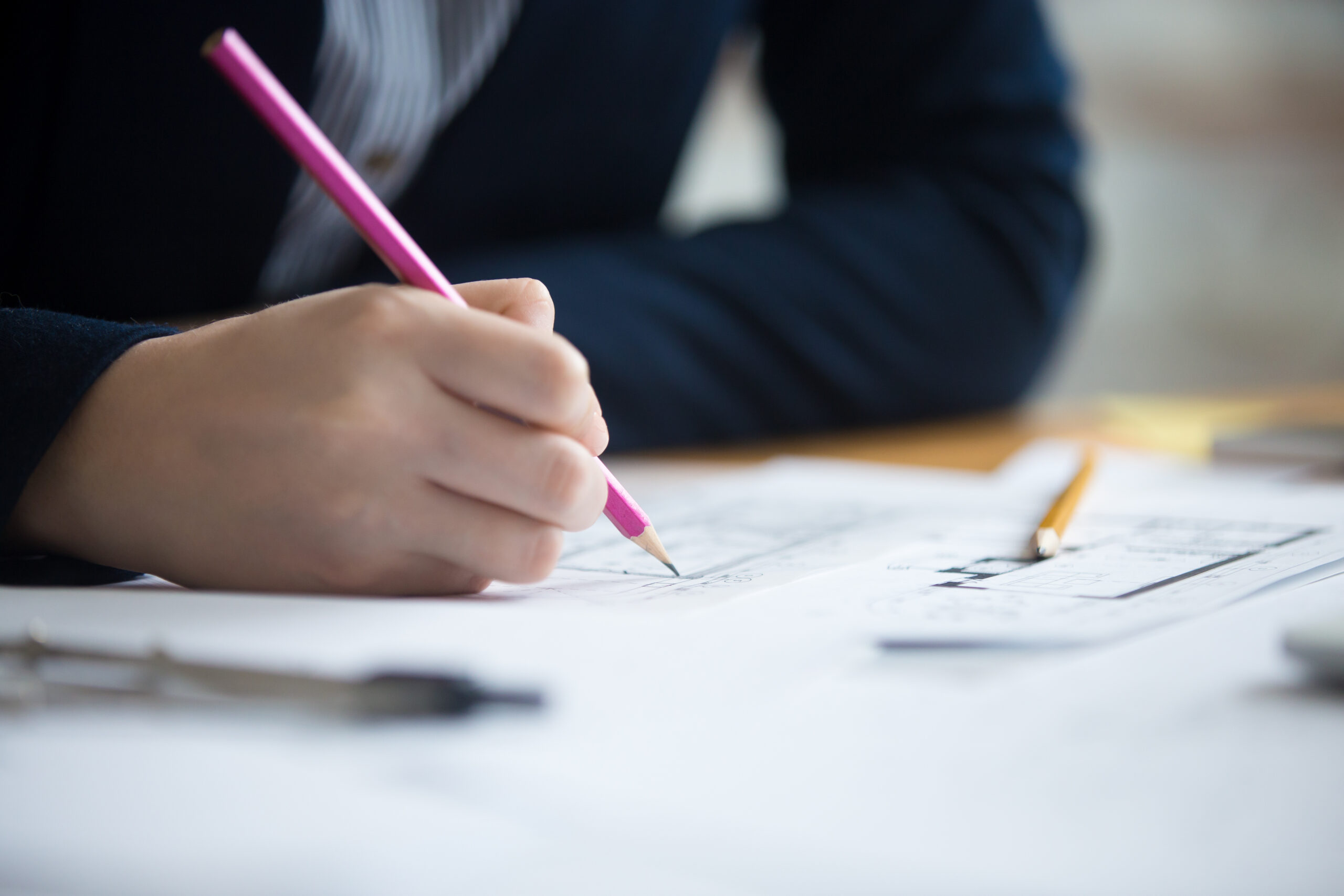 female architect drawing